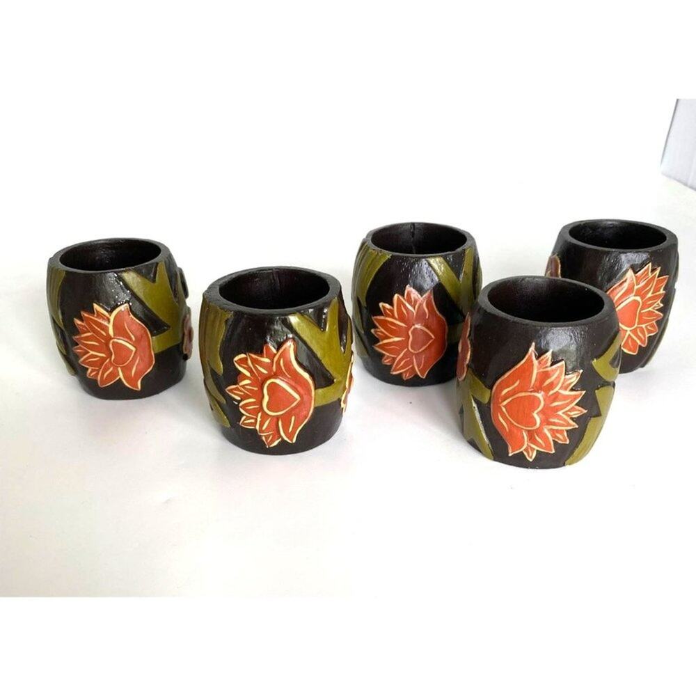 Napkin Holders Set of 5 Floral Design Resin